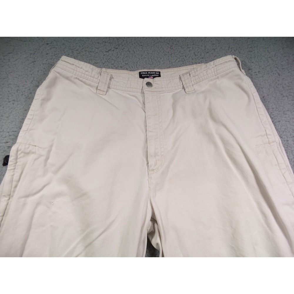 Vintage Polo Jeans Co Ralph Lauren Pants Mens Size 31x32 Beige Cargo Wide Leg - Picture 4 of 16